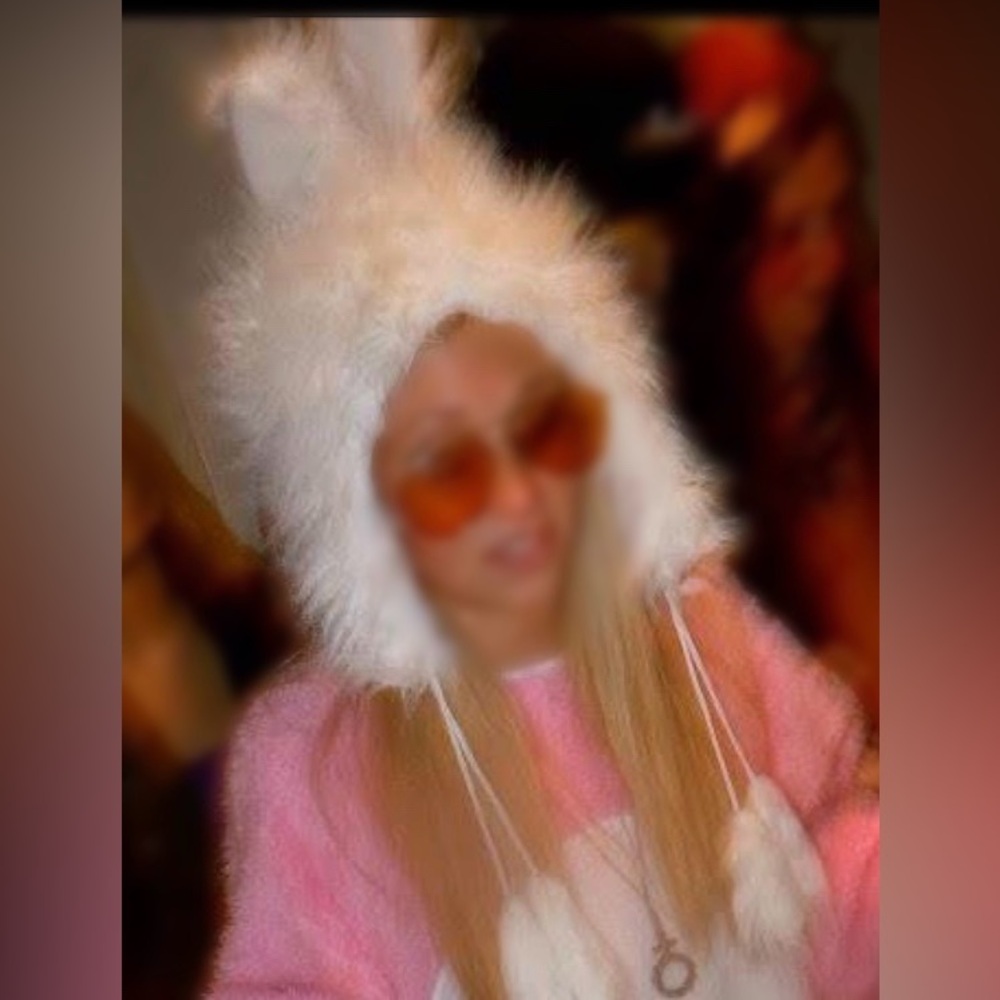White Bunny Ears Hat View 3